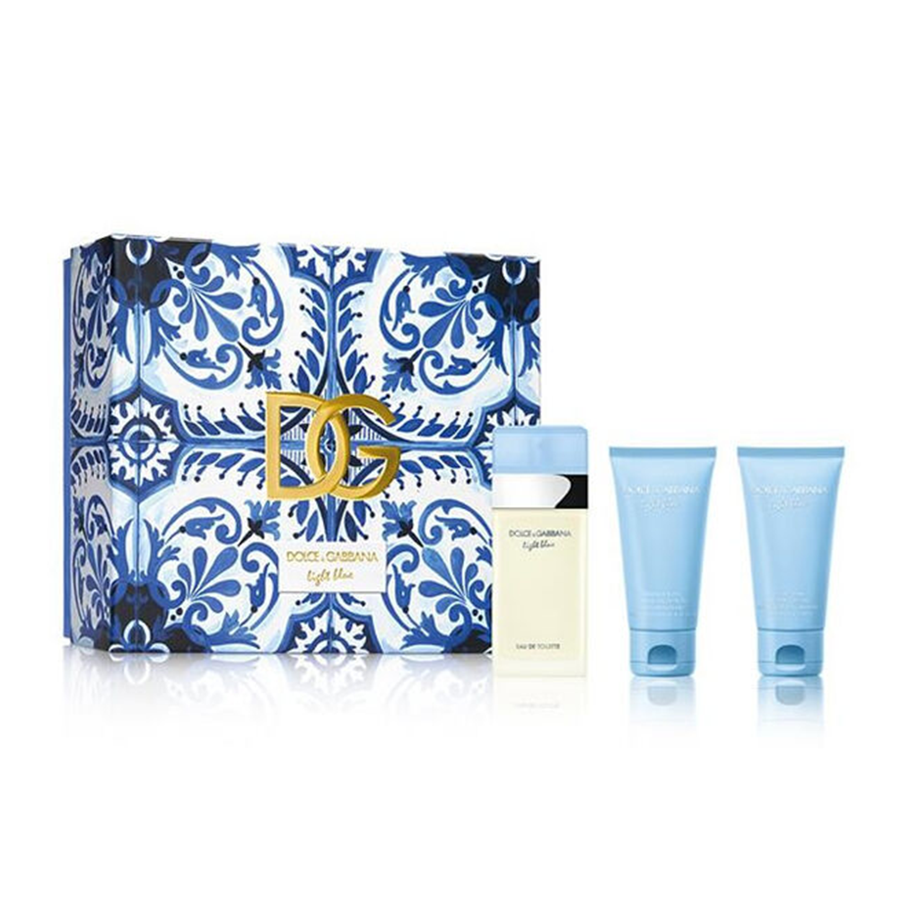 Dolce & Gabbana Light Blue Eau de Toilette para mujeres Regalos de regalo Perfume (50 ml) con gel de ducha + crema corporal